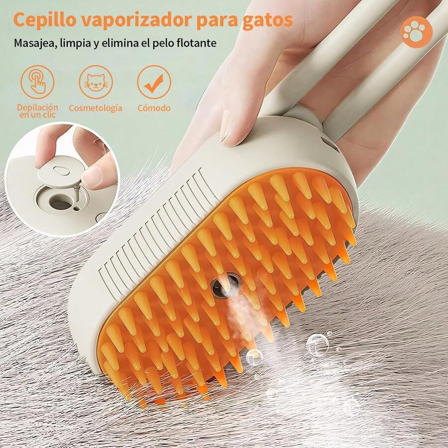 Vantisan Cepillo Para Gato con, Recargable Steamy Brush Dog, Cepillo Deslanador eléctrico para perro, cepillo para gato con para depilación, masaje, peinado de mascotas - Beis - Ver 1