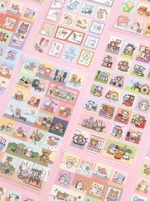 2pcs PET Stickers, Mini Cube Theater Series, Cute Korean Style Scrapbooking DIY Die-Cut Stickers - Multicolor - View 3