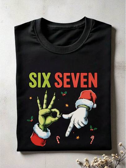 Six Seven Meme Christmas Shirt, Funny Christmas Humor Holiday Graphic Tee, Viral Xmas T-Shirt, Youth Culture Christmas Tee, Santa Holiday Party Shirt CG-165