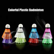 10pcs Colorful Feather Shuttlecocks, Plastic Badminton Shuttlecocks For Beginner Practice, Random Color - Multicolor - View 2