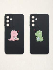 2pcs Minimalist Black Phone Cases, Dinosaur Phone Cases, Couple Phone Cases, Lens Protection Phone Cases, Compatible With IPhone & Galaxy, Phone Cases, Cases Compatible With IPhone 17 Pro Max, Covers, Cute Phone Cases, Compatible With IPhone 13 Case, Compatible With IPhone 15 Case, Phone Cases, Galaxy Phone Cases, Suitable As Birthday Gifts, Girlfriend, Boyfriend Or For Personal Use - Multicolor - View 43