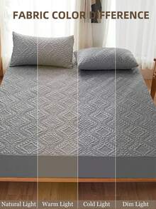 1pc Solid Color Waterproof Bedsheet, Bedding, Mattress Protector, Soft & Comfortable Bedroom Linens, Skin-Friendly Mattress Cover, Dust & Moisture Proof Mattress Pad, Ultrasonic Embossed Fitted Sheet, Suitable For Various Bed Sizes (Twin, Full, Queen, King), Bedding Gift, Machine Washable, Bed Cover, Sofa Cover, Bedsheet, King Size, California King, Bedsheet, Bed Cover, Oeko-Tex Certified - Dark Grey - View 6