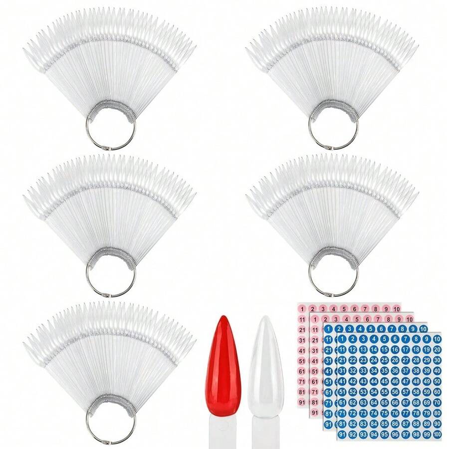 200 Pcs Clear Nail Swatch Sample Sticks With Ring And Number Stickers, Plastic Nail Swatches For Polish Color Display - 預設 - 查看 1