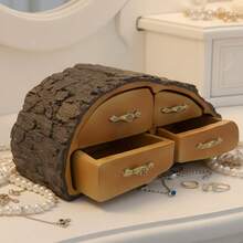 ABS树脂首饰盒，带盖抽屉，可作纪念品盒、钥匙盒、首饰盒，周年纪念礼物、乔迁礼物，带仙女抽屉、秘密隔层、纪念品盒、小饰品盒、首饰盒、圣诞礼物 - 棕色 - 查看 8