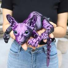 1 件 50 厘米/19.69 英寸 3D 打印巨型狮身人面像猫雕像，无毛猫家居装饰，逼真的仿真眼睛，全身可活动关节，彩虹系列猫装饰，节日装饰礼物，圣诞节，万圣节装饰，猫爱好者的完美礼物 - 彩色 - 查看 27