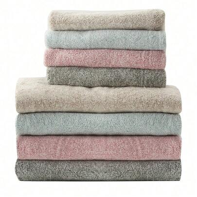 Premium 8-Piece Cotton Towel And Bath Towel Set, Super Absorbent Quick Drying 4 Bath Towels And 4 Hand Towels, Soft And Suitable For Spa Hotel Bathrooms