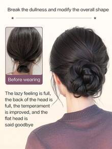 Synthetic Doughnut Bun Wig Fashion Elegant Large Grip Straight Doughnut Bun Clip On The Head For Ladies To Wear Daily - Multicolor - View 4