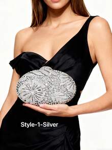2025 Autumn/Winter Fashionable Fully Handmade Crystal Studded Evening Handbag, Sparkling Luxurious Fully Rhinestone Embellished Evening Clutch, Elegant Deluxe Women's Crystal Handbag, Fashionable Lipstick & Perfume Handbag, Luxury Bridal Wedding Crystal Embellished Handbag, All Handmade Metal Diamond Handbag, Suitable For Elegant Ladies To Attend Parties, Galas, Gatherings And Banquets (Fits Small Phone) - Multicolor - View 14