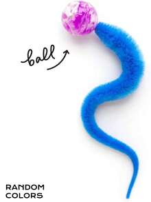 1pc Interactive Cat Lover And Cat Mom Love Toy Magic Worm Ball Elastic Ball Toy Furry Cat Lover And Cat Mom Loveerpillar Teaser Color Radom