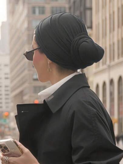 1 pieza Hiyab de unicolor clásico instantáneo para mujer, 3 métodos de uso diferentes, versátil y práctico pañuelo elástico para la cabeza, tela de modal suave, cómodo para uso diario, deportes, yoga