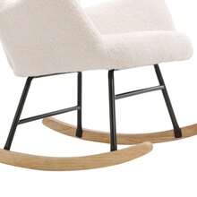 (=WF308623AAW) Bequeer White Rocking Chair, Soft Teddy Plush Rocking Chair With Headrest And Footrest - Load Capacity Up To 100 Kg - White - View 11