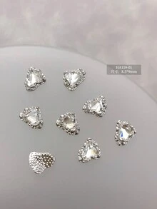 5Pcs/30Pcs/50Pcs Mixed Size Luxury Nail Rhinestone Decorations, New Sparkling Alloy Stacked Rhinestone, Crystal Oblique Heart & Square Nail Charms, Diy Nail Supplies Nails Nail Gems