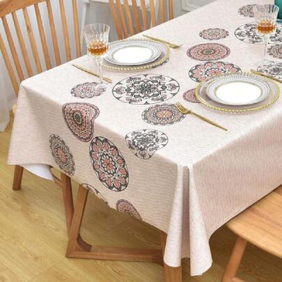 Wipeable Waterproof Tablecloth Vinyl Tablecloths For Rectangle Tables Heavy Duty PVC Tablecloth For Kitchen Dining Table(Flowers-2, 54'' X 72''),26264600