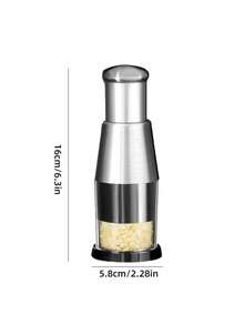 不锈钢蒜蓉压榨器兼食物切碎器 - 手持式非电动厨房工具，适用于大蒜、蔬菜、洋葱、坚果等 - 耐用、易用、新鲜食材、迷你研磨器、厨房工具、蔬菜切碎器、不锈钢材质，适合房车厨房 - 彩色 - 查看 4