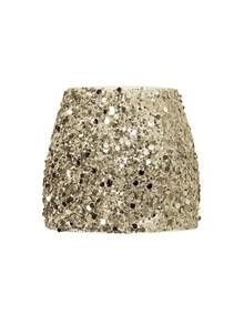 Unadoll Women's Sexy & Elegant Sequin Bodycon Mini Skirt, Suitable For Cocktail Parties, Weddings, Guest Events, Parties, Valentine's Day And Other Occasions - Champagne - View 5