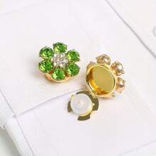 مجموعة زر كريستال 2 قطعة، أزرار ديكور قميص، أزرار معدنية لامعة مرصعة بالراين ستون، مناسبة للفساتين، إكسسوارات أزرار فاخرة، هدية عيد - متعدد الألوان - مشاهدة 17