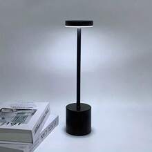 1 buc. Lampă de masă LED portabilă din metal cu senzor tactil, reglabilă în 3 culori, reîncărcabilă, potrivită pentru noptieră, camping, interior, exterior, terasă, sufragerie