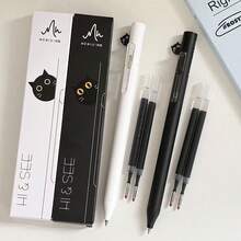 新款焦虑猫咪躲猫猫中心对比笔，创意个性化可爱速干毛笔，单支笔管配2支替换笔芯，0.5mm速干毛笔，学生适用