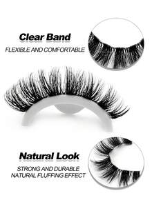 Rikuaild 5对猫眼假睫毛，蓬松柔软，透明带，自然纤长，带飞扬尾端，拉长眼型。 - 黑色 - 查看 5