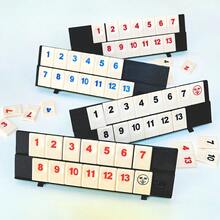 一套便携式麻将游戏套装，含旅行袋 - 经典四人家庭娱乐，标准阿拉伯数字，适合休闲聚会和数学益智游戏，是理想的万圣节和圣诞节礼物 - 彩色 - 查看 6