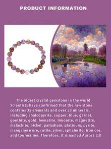 VE 1pc High Quality Genuine Natural Aurora Quartz Multi-Gem Bracelet. Paired With Freshwater Pearls, Suitable For Self, Bestie, Girlfriend, Friend, Mom, Unisex. Jewelry Color Randomly Assorted - Bracelet - View 6