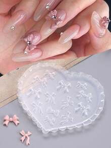 1pc Bow 3D Nail Art Silicone Mold Reusable Mixed Bow Design Stencil DIY Nail Art Carving Accessories Salon Manicure Supplies Tools,Nail Supplies,Nail Tools,Nail Art Tools,Back To School,Nails,Nail Tools For Press On Nails - Clear - View 2