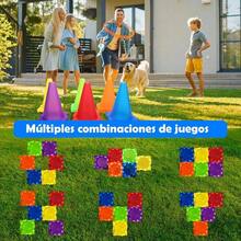 Juego de Carnaval 3 en 1, Juego de Lanzamiento de Aros, Anillos de Plstico, Bolsas de Frijoles Conos, de Cumpleaos, Escuela, Interior, Exterior, Juegos de Patio para Nios - Luces de carnaval - Ver 5