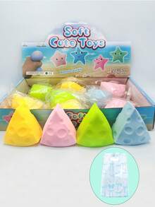 1/2pcs Stress Relief Triangle Cheese Squeeze Toy, Slow Rebound Squishy Cheese Shaped Fidget Toy, Soft Texture Anxiety Relief Gadget With Random Color Gift Bag - Multicolor - View 2