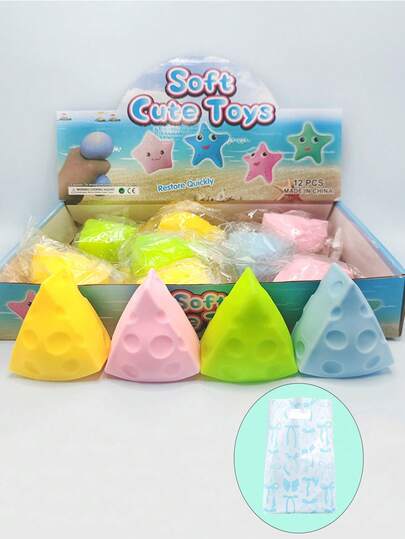 1/2 יחידות צעצוע גבינה משולש להפגת מתחים, צעצוע פידג'ט בצורת גבינה רך וריבאונד איטי, מרקם רך, גאדג'ט להקלה על חרדה עם שקית מתנה בצבע אקראי