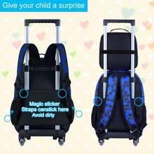 3pcs/Set Boys' Car Design Rolling Backpack, Kids Wheeled School Bag, UV Printed Trolley Backpack Set With Lunch Box - Lawn Mesh Bag Football Trolley Back - View 5