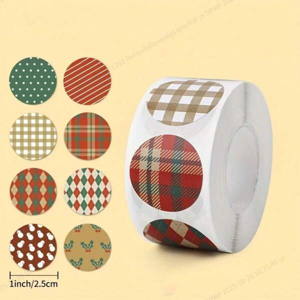 500 Stück Feiertags-Themen Aufkleber - Festliche Gitter- und Rund-Aufkleber, geeignet für Geschenke, Basteleien und DIY-Projekte, hervorragend für Winter und Neujahr