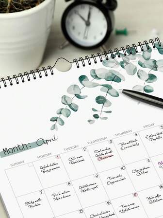 1pc Minimalist Wall Calendar –A3 Undated Monthly Planner With Large Writing Boxes,18 Different Green Design,Clean Modern Layout For Home Office Decor, Office Supplies Advent Calendar Christmas Gifts