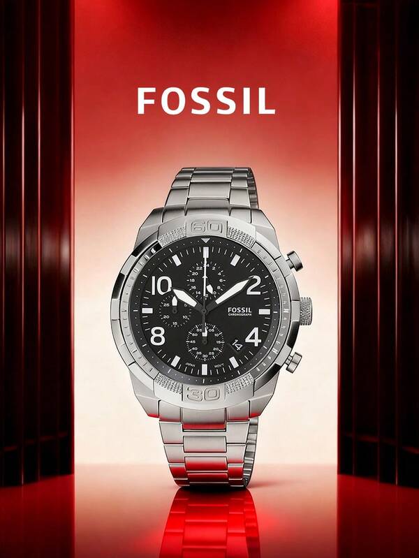 Fossil ساعة رجالية كوارتز من الفولاذ المقاوم للصدأ ثلاثية الأيدي، غلاف من الفولاذ المقاوم للصدأ/مرآة زجاجية BQ2490/BQ2491/BQ2492/FS5835/FS5710/ES4284/FS5164