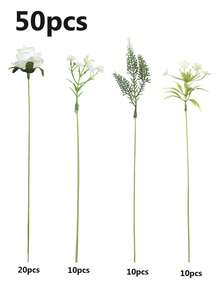 30支尤加利葉枝仿真花附漿果，人造綠植假花，適用於婚禮花瓶花束、花藝布置、居家裝飾花藝排列 - 白綠色 - 查看 10
