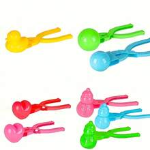 1/4件套雪/沙模具造型工具 - 心形、鸭子、雪人和足球图案 - 户外游戏配件，适用于雪地和沙滩玩具 - 颜色随机 - 彩色 - 查看 8