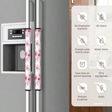 CZ 4 PCS Pink Cherry Blossoms Flowers Refrigerator Door Handle Covers Kitchen Appliances Gloves For Microwave Dishwasher Fridge Door Cloth Protector Covers 1439 - 粉紅色櫻花鮮花 - 查看 5