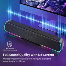 3D Surround Bluetooth Sound Bar, High-Quality Speaker Material, Home Theater Soundbar, 4 Speakers & RGB Light Detail, 1200mAh Battery, USB/SD/AUX/FM Radio Support, Built-In Subwoofer & USB Rechargeable, Wireless Bluetooth Speaker Ideal For TV/Music/Gaming - Black - View 6