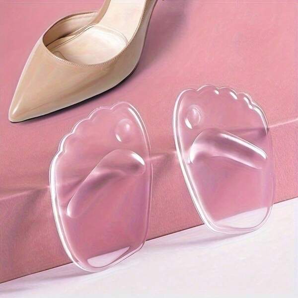2pair GEL  Protection Material Silicone Foot Pad With Self-Adhesive Forefoot Pad Female High Heels Not Tired Feet Artifact Anti-Pain Anti-Slip Half-Size Insole Anti-Grinding Feet Length 3.54in/8.99cm Width 2.76in/7cm