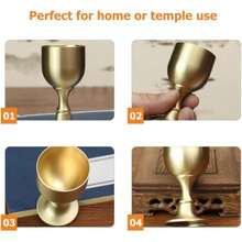 高级黄铜葡萄酒杯，光滑高脚杯，铜制工艺装饰酒杯 | 手工抛光，实心铸造，抗氧化处理 | 婚礼、乔迁、生日派对酒吧用品系列礼品 - 金色 - 查看 4