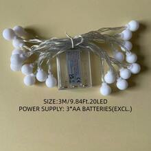 1PC 10/20/40/80 LED 1.5/3/6/10m Round Ball Light String, Fairy Tale Lamp For Girl\ Room, Bedroom Decoration, Birthday Party, Wedding Decoration, Party Decoration, Gift, Colorful Light