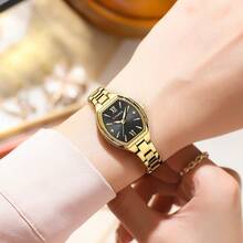 CURREN 女士石英表，时尚优雅的桶形表盘镶嵌水钻，不锈钢表带，女士腕表礼品 - 彩色 - 查看 11