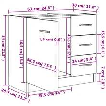 vidaXL Waschbeckenschrank Grau Sonoma 63x30x54 Cm Holzwerkstoff - Grau - Übersicht 9
