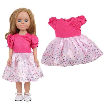 MSYO 1pc 18-Inch Reborn Baby Doll Dress, Polka Dot Dress, Tulle Dress, Denim Dress, Maxi Dress, Bow Decor, Fashionable & Cute Doll Clothes, Halloween, Christmas Gift, Baby, Girl, Boy Toy, Christmas Stocking Stuffer, Holiday Party Decor, Collectible