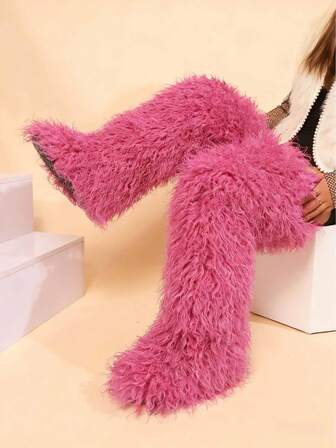 2025 Winter New Fashion Women's 72cm Thigh High Boots, Sheepskin Fur Over-The-Knee Fur Snow Boots