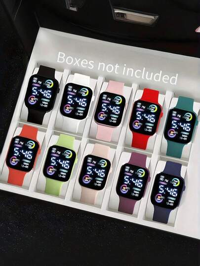 10/1 pieza Reloj electrónico cuadrado digital LED de moda deportiva juvenil, unisex, adecuado para estudiantes, campus, fiestas, viajes y vida diaria. Como regalo, perfecto para amigos, cumpleaños, vuelta al cole, graduación, familia y amigos