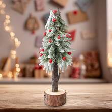 Tabletop Christmas Tree Mini Artificial Pine Tree Desktop Decor For Living Room Home Holiday Party - Burgundy - View 1