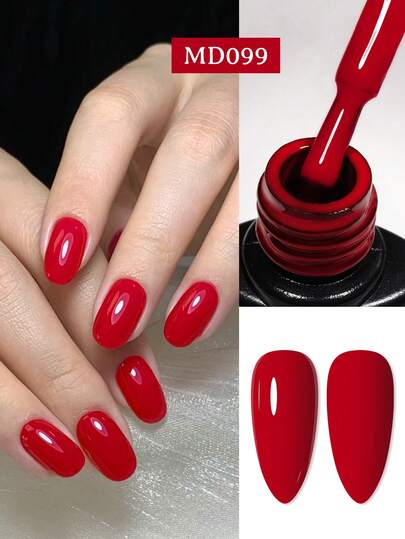 MSRUIOO 1 pièce Vernis à ongles en gel pur de 8 ml de couleur rouge poivron. Colle à ongles semi-permanente à tremper, durcissable aux UV/LED. Fournitures pour ongles de la Saint-Valentin et du Nouvel An