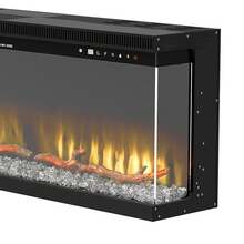 Yitahome 102cm 3 In 1 Electric Fireplace, Wall Mounted, Recessed, Freestanding Electric Fire, 12 LED Color Flame Effect, Remote Control & Real Logs, Crystal & Log Set -By GeoTower - Black - View 2