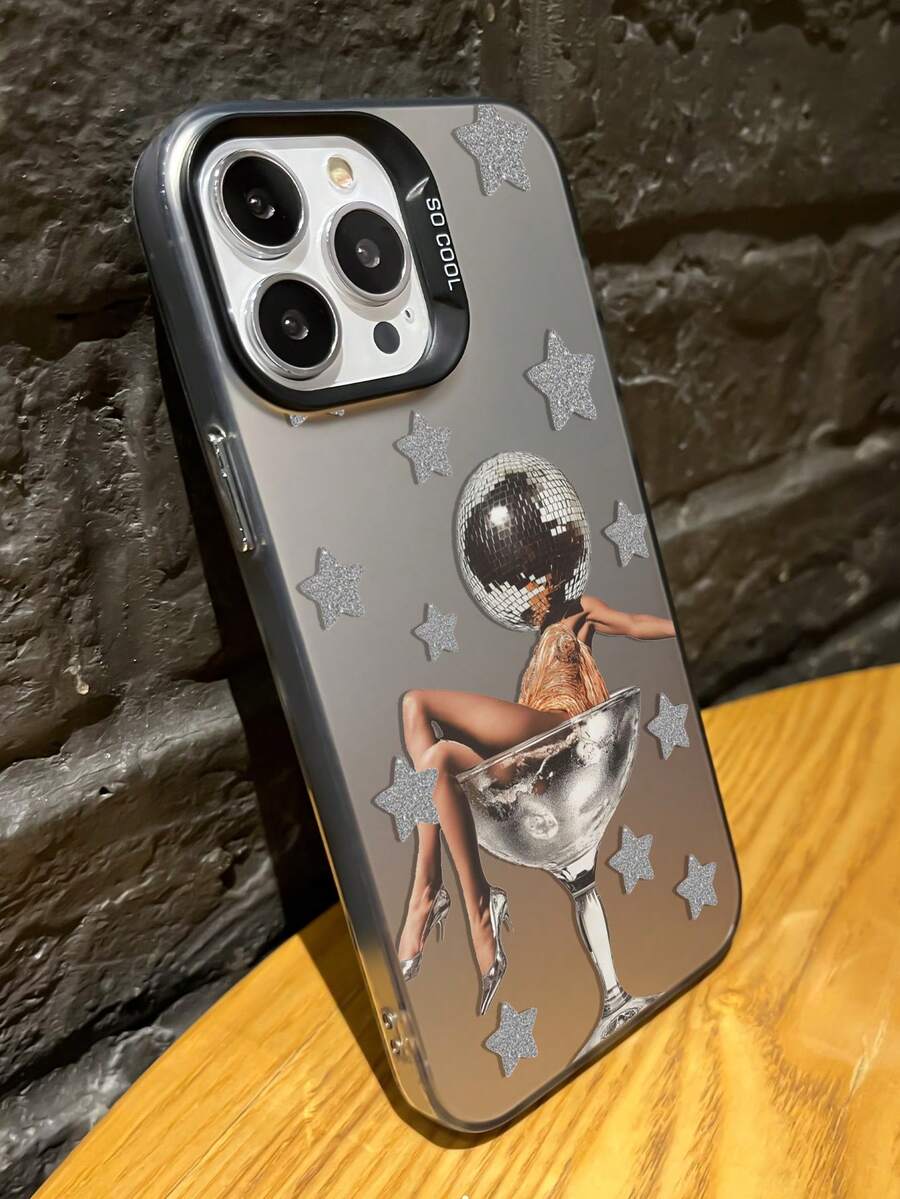 1pc Fashionable & Unique Star Graphic IMD Shockproof Anti-Fingerprint Phone Case, Compatible With IPhone 16/16Pro/16Plus/15/15ProMax/15Pro/11/12/13/14ProMax/11Pro/11ProMax/12Pro/12ProMax/13Pro/13ProMax/14Pro/14ProMax, Aesthetic Design - Multicolor - View 1