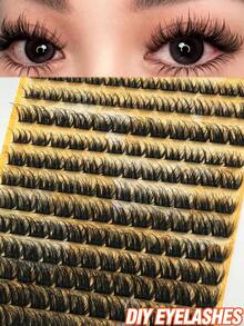156 Pieces Of Clustered Individual False Eyelashes, Professionally Made, Natural Effect, D-Shaped Curl, Suitable For DIY Eyelash Extension For Glamorous Looks, Length 10-16mm, Natural Appearance Eyelash Clusters, Fluffy Clustered Eyelashes, DIY Eyelash Extension, Eyelash Clusters, Individual False Eyelashes, Eyelashes, False Eyelashes - D - Xem 6